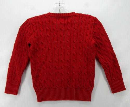 Ralph Lauren Polo Sweater Boys 7 Red Pullover Blue Pony Logo Preppy Cable Knit - Picture 7 of 10