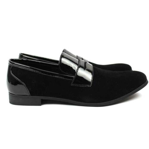 Neu Herren Schwarz Smoking Schuhe Slipper Lack/Wildleder Elegant Schuhe Bradley AZAR - Bild 30 von 36