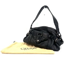 Celine Hand Bag Leather triomphe Shoulder Bla...