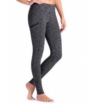 Athleta Be Free Tight Leggings Heathered Gray Zip Pocket Running Yoga Small S