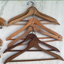 Vintage Wooden Closet Hangers Various 1940 s-1980 s UNMARKED Lot Of 10