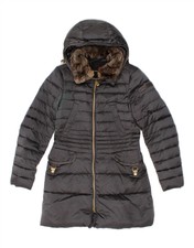 Peuterey Womens Hooded Padded Coat It 42 Medium Grey Polyamide Bi19