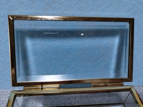 2 Glass Caskets Display Trinket Jewelry Case Box 1 Floral Etched - Picture 13 of 18