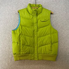 Gap Large Puffer Vest Green Women  s 75 Down Filled Snap Up Closure Y2K