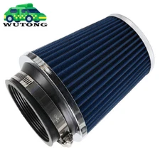 3" 76mm High Flow Inlet Dry Air Filter Cold Air Intake Cone Replacement Blue