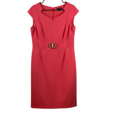 Tahari Aurthur Levine Sleeveless Coral Pink Dress Women's Size 10