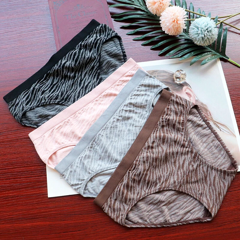 Paquete de 4 Sexy Mujer Cebra Rayas Bragas Lencería Calzoncillos Ropa Interior Hipster Foto 3 de 4