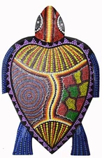 12" HAND CARVED WOOD TIKI SEA TURTLE WALL ART SIGN BAR POOL TROPICAL ISLAND DECO