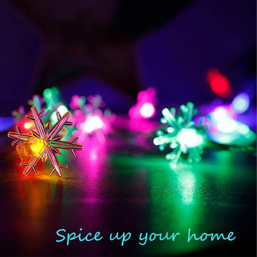 10/20LEDs Christmas String Lights Strings Solar Module Flash Snowflake For Home - Picture 5 of 12