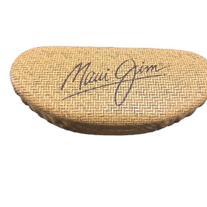 🍌 Maui Jim Bamboo Basket Weave Hard Case Sunglasses Glasses Clam Shell - B8