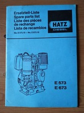 Hatz Diesel Motor E573/E673 Ersatzteilliste E573.10 E673.10 UK Verkäufer