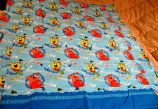Hand-Made Quilt Baby Toddler Sponge Bob Sea-Life Theme Blue Blanket 40x42" AA11