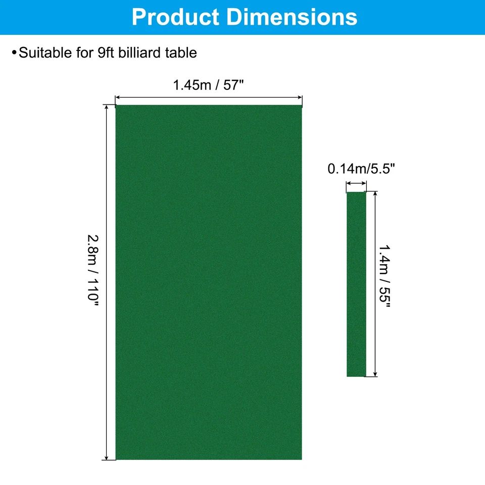 Billardtuch 9 Fuß, professioneller Billardtischfilz mit 6 Filzstreifen, Grün - Bild 2 von 4