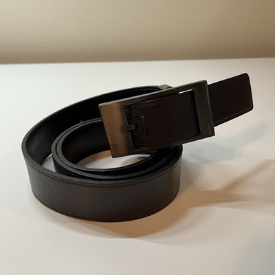 Black Brown Reversible Leather Belt Men's Unbranded 42''
