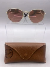 Ray-Ban Sunglasses Hexagonal Flat RB3548N 001/Z2 Gold/Copper 51mm Italy I09