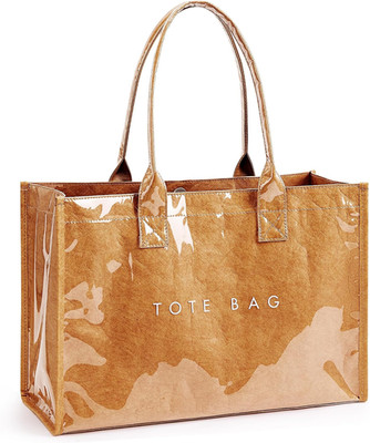 KALIDI PVC Tote Bag Women S Kraft Paper Work Handbags Purses with Top Handle