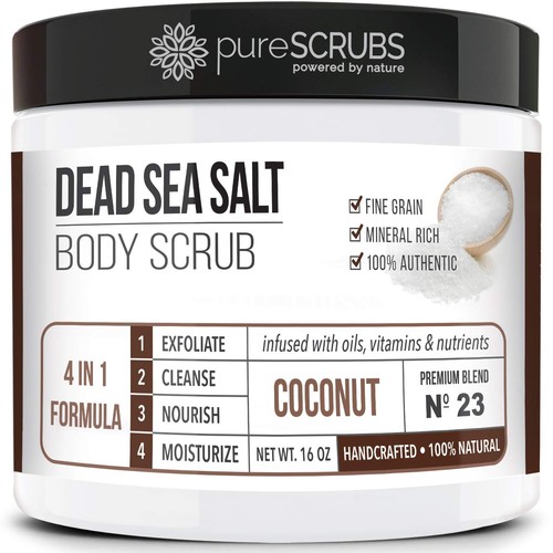 Premium Coconut Body Scrub Set - Large 16oz Dead Sea Salt Body Scrub With Inf...