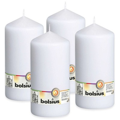 4 Stk Bolsius XXL Stumpenkerzen 200x98mm große Blockkerzen glatt - Weiß