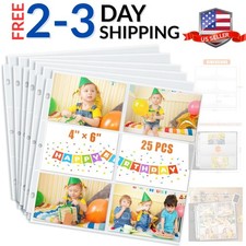 4x6 Photo Album Sleeves, 6-Pocket Scrapbook Page Protectors, Fits 12x12 3 Rin...