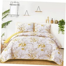 Yellow Quilt Set King,3 Pieces Reversible Yellow King 104"x90" Yellow-1