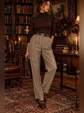 Vintage Worthington Plaid Wool Blend Pants Size 10 Dark Academia Grandpa Chic