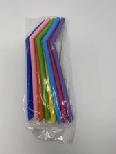 Silicone Straws, bent, 8 pack, multicolor