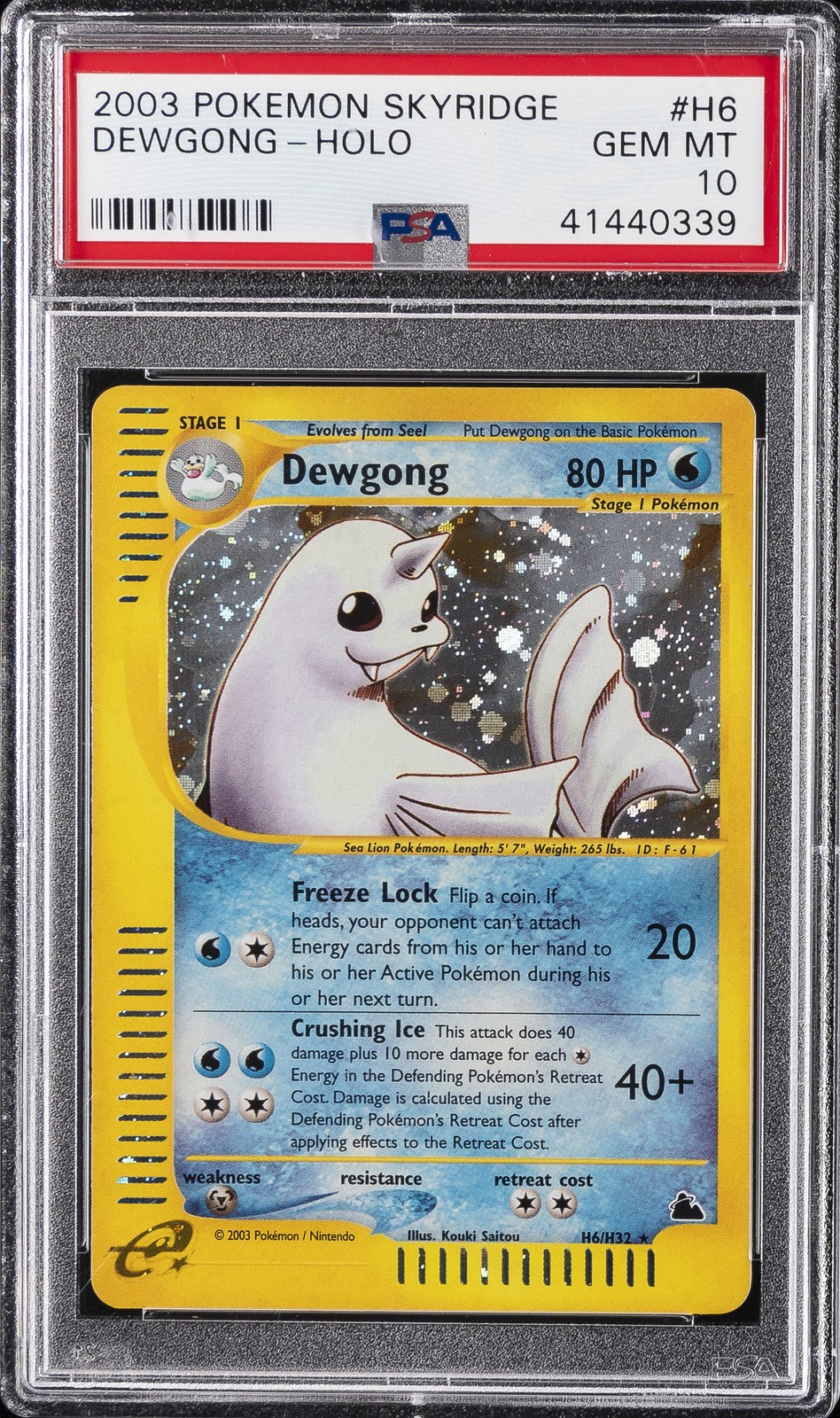 2003 POKEMON SKYRIDGE #H6 DEWGONG-HOLO PSA 10