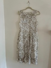 Adrianna Papell Womens AP1D100928 3D Lace Midi Fit and Flare Sleeveless Dress - 