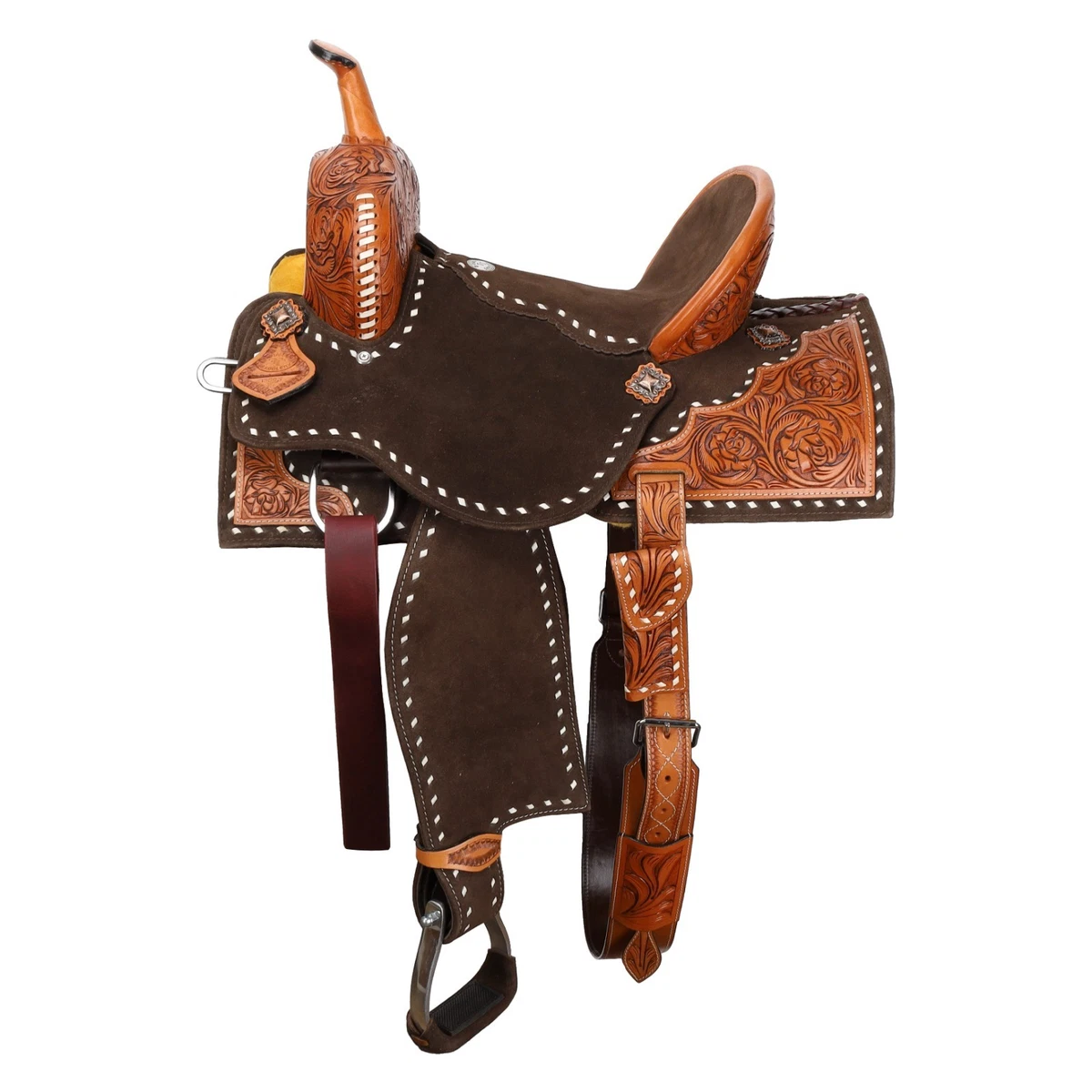 Belle selle en cuir premium Wade Tree Horse Western avec