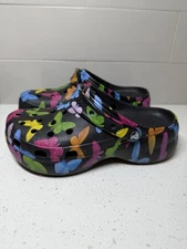 Crocs Butterfly Platform Black Butterfly Women’s Sz 9 Hard To Find