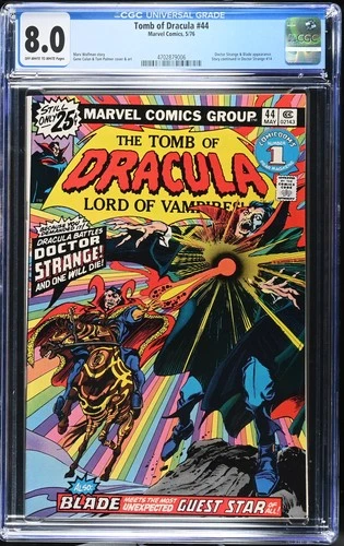 Tomb of Dracula #44 CGC 8.0 OW/W Pages 1976 Blade Doctor Strange App