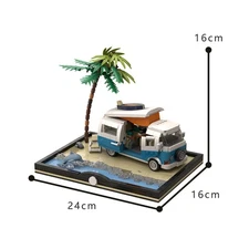 Compatible CamperVan T2 Minifig Scale with Beaches Base Diorama 664
