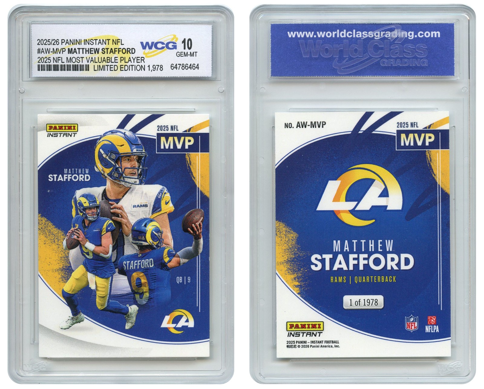 2025 Panini MATTHEW STAFFORD 2025 NFL Most Valuable Player #AW-MVP - GEM MINT 10