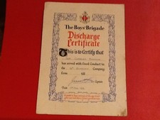 1953 THE BOYS BRIGADE DISCHARGE CERTIFICATE 16TH COMPANY , GLASGOW- FREEPOST UK