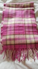 Johntsons of Elgin pink check Scarf 100% Cashmere