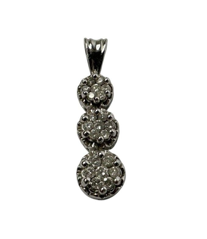 10K White Gold Diamond Pendant. 3.34 Grams Total Weight.