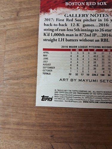 2017 Topps Gallery - Chris Sale #110 - Picture 10 of 10