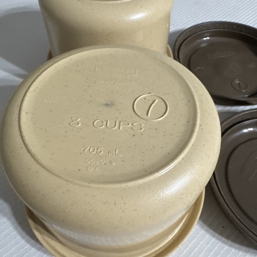 Lotto di 2 Rubbermaid Servin Saver #7 contenitore rotondo 3 tazze 0020 marrone marrone maculato - Foto 7 di 8