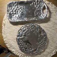 Arthur Court Aluminum Tray Grape Design Set