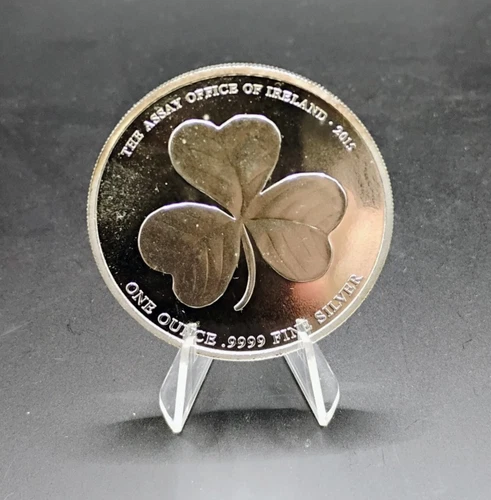 Rare 2015 Assay of Ireland Dublin Goldsmiths Shamrock One Troy OZ Silver Fine