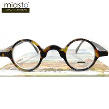 MIASTO SMALL MINI ROUND READING GLASSES PREMIUM SPRING HINGE 1.25 BROWN TAIWAN