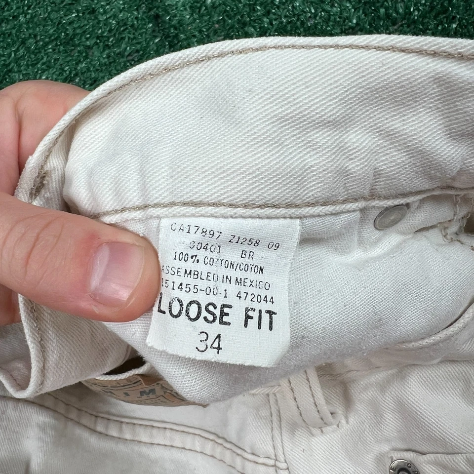 复古 GAP 宽松牛仔短裤男式 32x9 英寸宽松奶油色白色 Y2K 90 年代 — 第 4/4 张图片