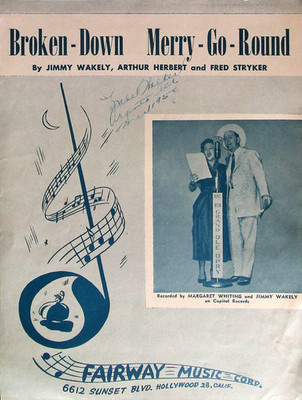 Broken-Down Merry-Go-Round Vintage Sheet Music Wakely, Herbert & Stryker 1950