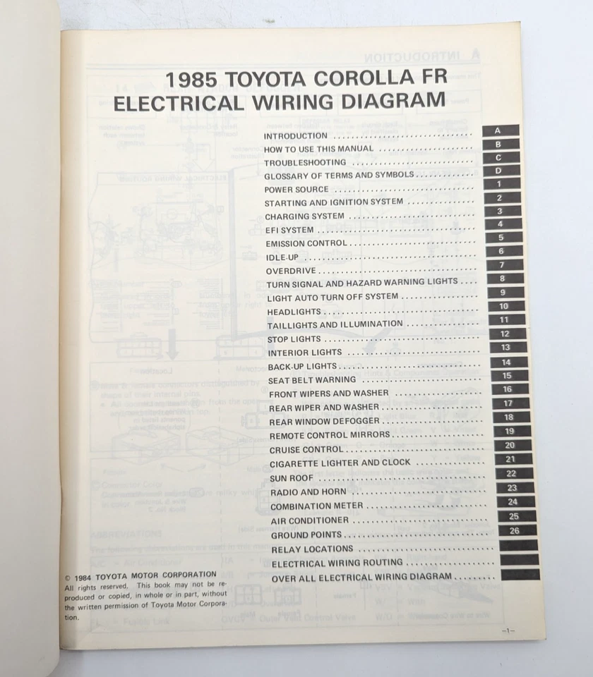 Toyota Corolla FR 1985 Loja OEM Serviço Reparo Manual Diagramas de Fiação Esquemas - Imagem 4 de 4