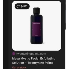 TwentyNine Palms Mesa Mystic Facial Exfoliating Solution AHA BHA 3.4oz