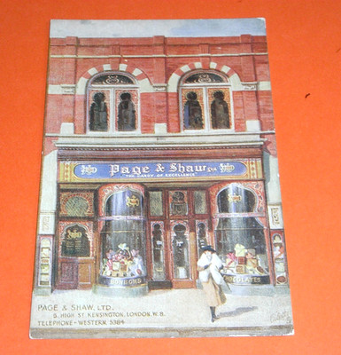ORIGINAL TUCK WERBEPOSTKARTE - PAGE & SHAW, SWEET SHOP