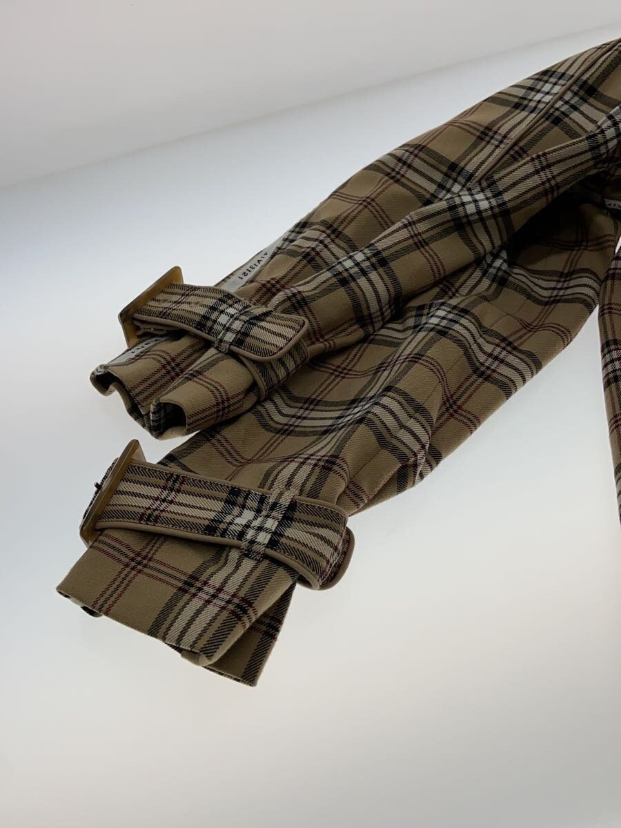 AMERI Trench Coat M Polyester Check Beige Used - image 5