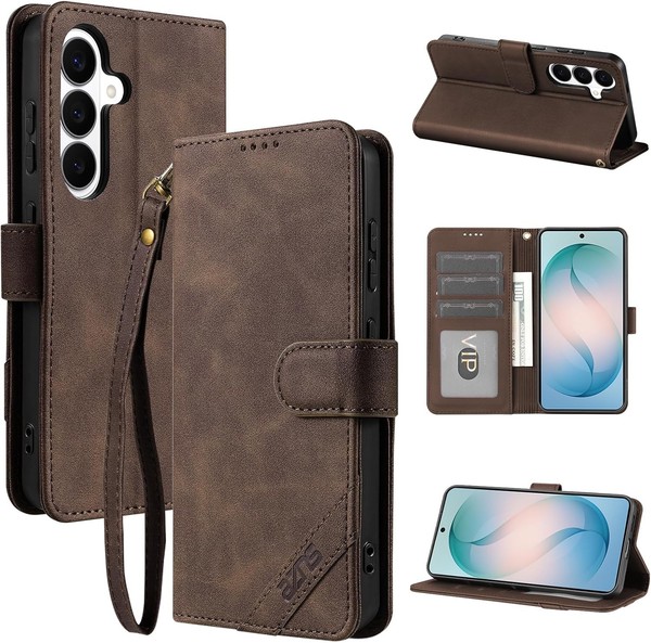 HandyhüLle KlapphüLle Braun PU Leder Flip Case Wallet Mit Kartenhalter FüR-image