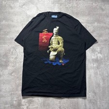 American Vintage T Shirt Terracotta Warrior Print Black XXL 5652 Used In Japan