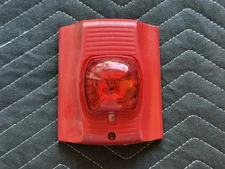System Sensor SR-P Red Lens Fire Alarm Strobe Red Wall Mount USED